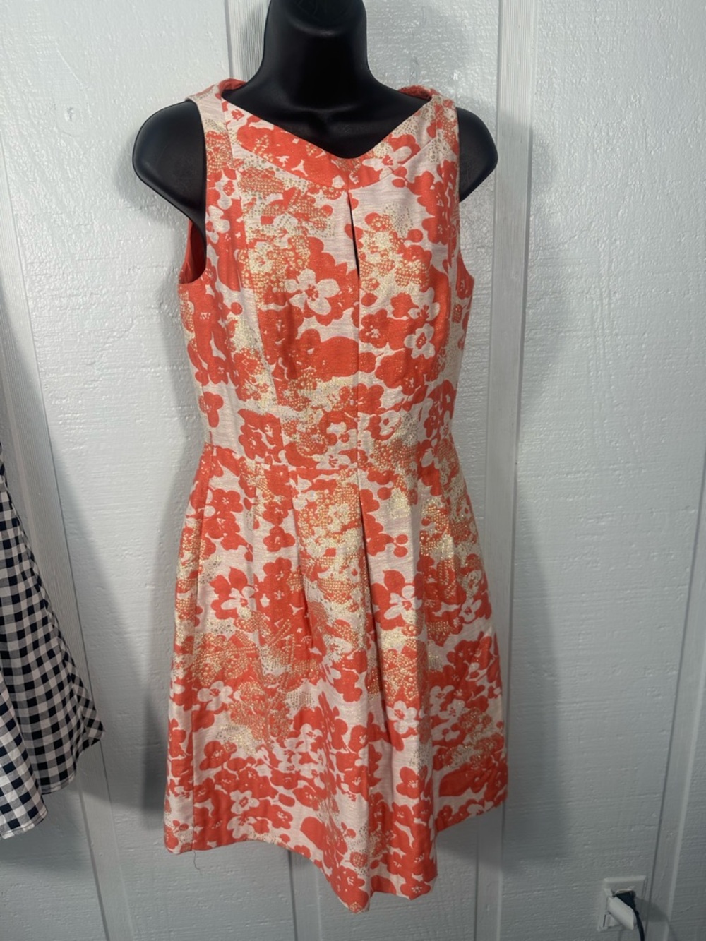 Tahari Orange Floral Brocade Dress Size 4 EUC